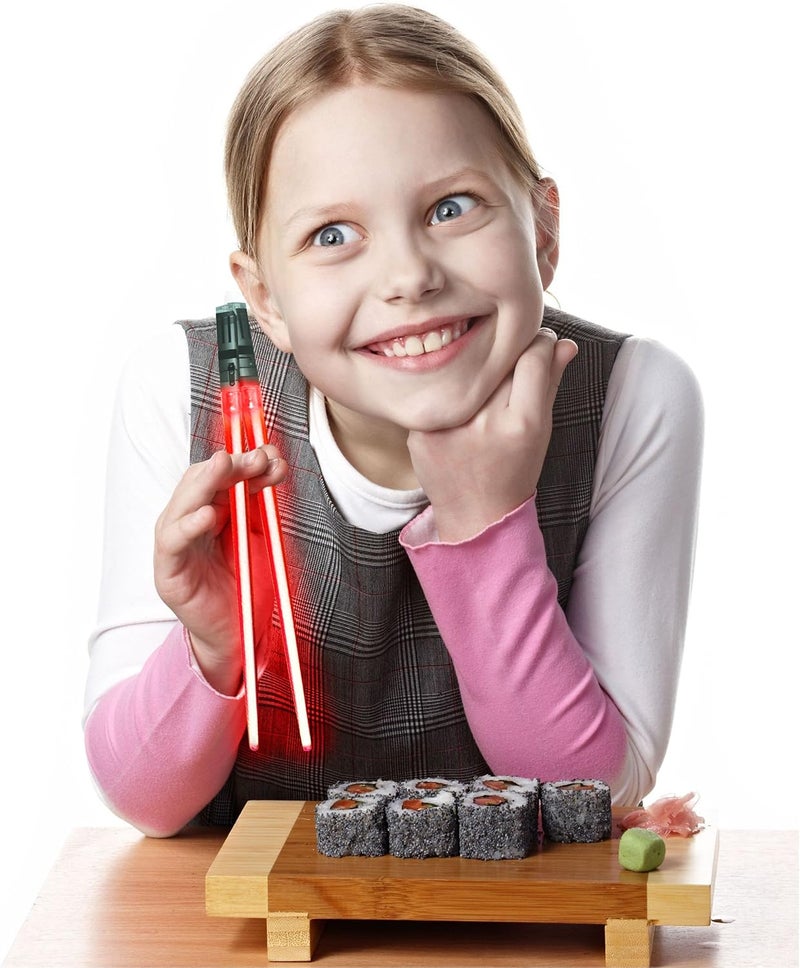 ChopSabers Lightsaber Chopsticks Light Up - LED Glowing Light Saber Chop Sticks - Reusable Sushi Lightup Sabers Chopstick Set Of 1 Pair - Red - Image 2