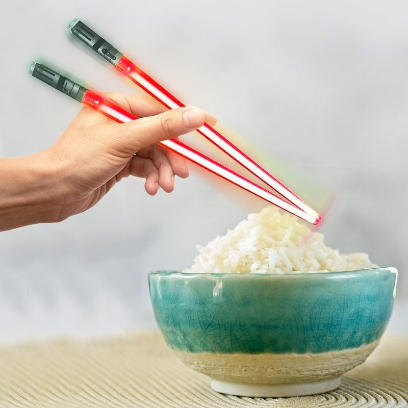ChopSabers Lightsaber Chopsticks Light Up - LED Glowing Light Saber Chop Sticks - Reusable Sushi Lightup Sabers Chopstick Set Of 1 Pair - Red - Image 3