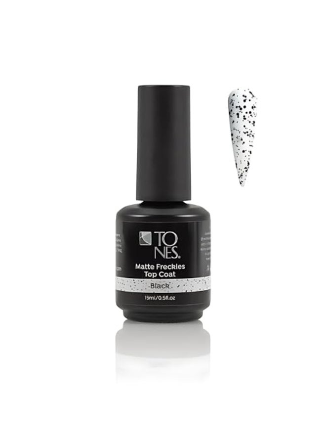 TONES Matte Freckles Top Coat Nail Polish Volumizing Gloss Formula Smooth Finish Nail Polish Art Long Wear High Impact Texture UV LED Extra Shine Long Lasting Black 15ml05floz - Image 1
