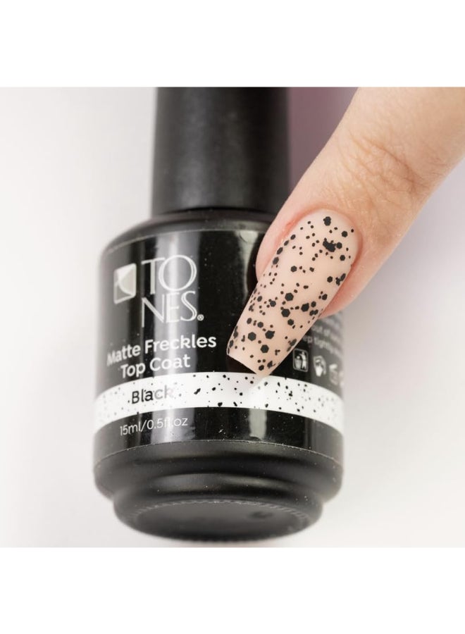 TONES Matte Freckles Top Coat Nail Polish Volumizing Gloss Formula Smooth Finish Nail Polish Art Long Wear High Impact Texture UV LED Extra Shine Long Lasting Black 15ml05floz - Image 4