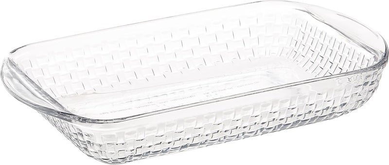 Anchor Hocking 3 Quart Basketweave Cake Dish - Image 1