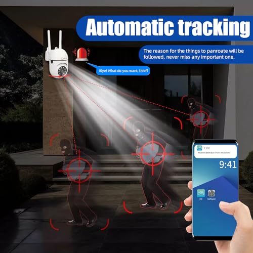 CKK 1080P Security Camera Outdoor Corded Power 3 Pcs 2MP PTZ WiFi Home Camera 24G5G DualBand 360 PanTilt Color Night Vision Motion Alerts 2Way Audio Compatible with Alexa - Image 3
