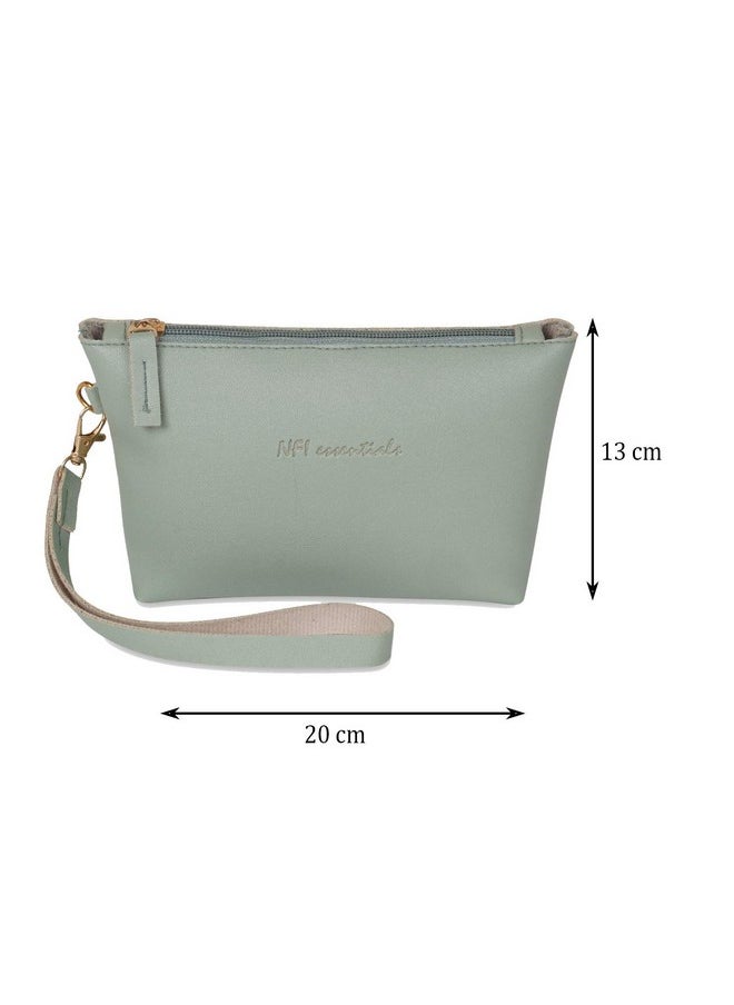 NFI essentials NFI essentials PU Makeup Pouches for Stylish Women, Makeup Bag Accessories, Travel Cosmetic Bags, Make Up Pouch Girls, Set of 2, L Blue, Brown  - Image 4
