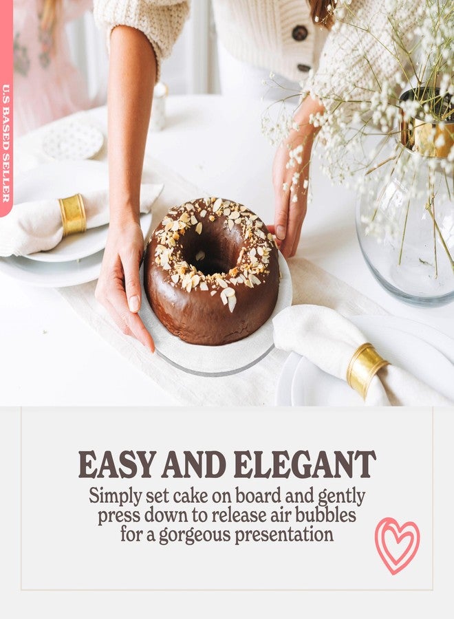 Spec101 Round Cake Boards Bulk 12pk - 10 Inch Cake Drum Round White Cardboard Base with 1/2 Inch Thick Smooth Foil Edge - Image 5