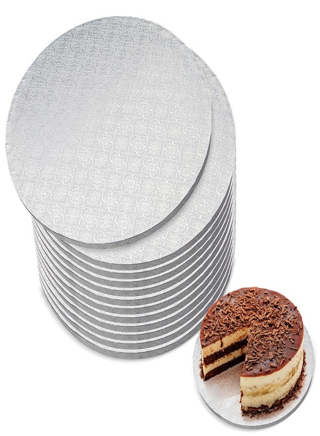Spec101 Round Cake Boards Bulk 12pk - 10 Inch Cake Drum Round White Cardboard Base with 1/2 Inch Thick Smooth Foil Edge - Image 1