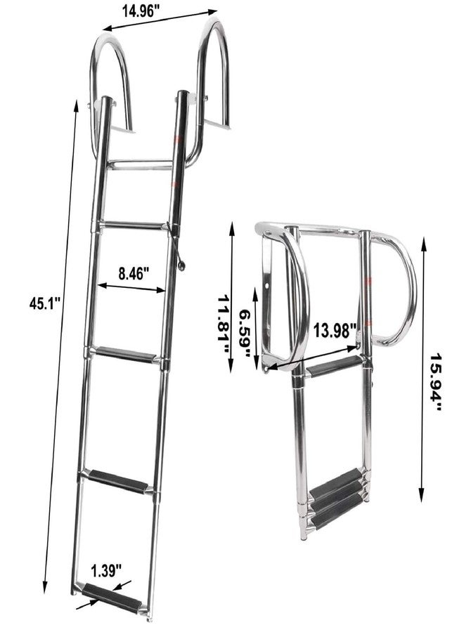 NovelBee 4 Step Inboard Boat Ladder,Stainless Steel Telescoping Step Ladder Folding Dock Ladder for Marine Boat Yacht Swimming Pool - Image 2