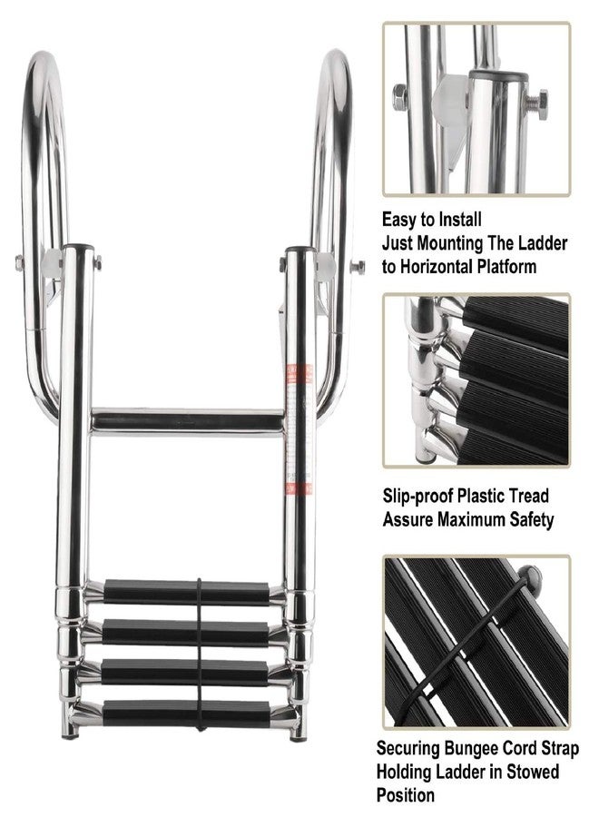 NovelBee 4 Step Inboard Boat Ladder,Stainless Steel Telescoping Step Ladder Folding Dock Ladder for Marine Boat Yacht Swimming Pool - Image 3