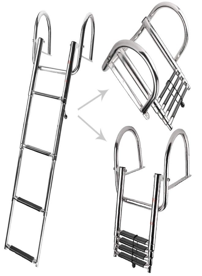NovelBee 4 Step Inboard Boat Ladder,Stainless Steel Telescoping Step Ladder Folding Dock Ladder for Marine Boat Yacht Swimming Pool - Image 1