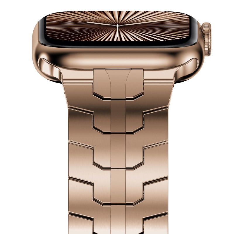 NewWays Metal Band Compatible with Apple Watch Band Ultra 2 49mm Series 10 46mm Series 9 Series 8 Series 7 45mm 44mm SE 6 5 4 3 42mm iWatch Stainless Steel Link Bands Original Gold