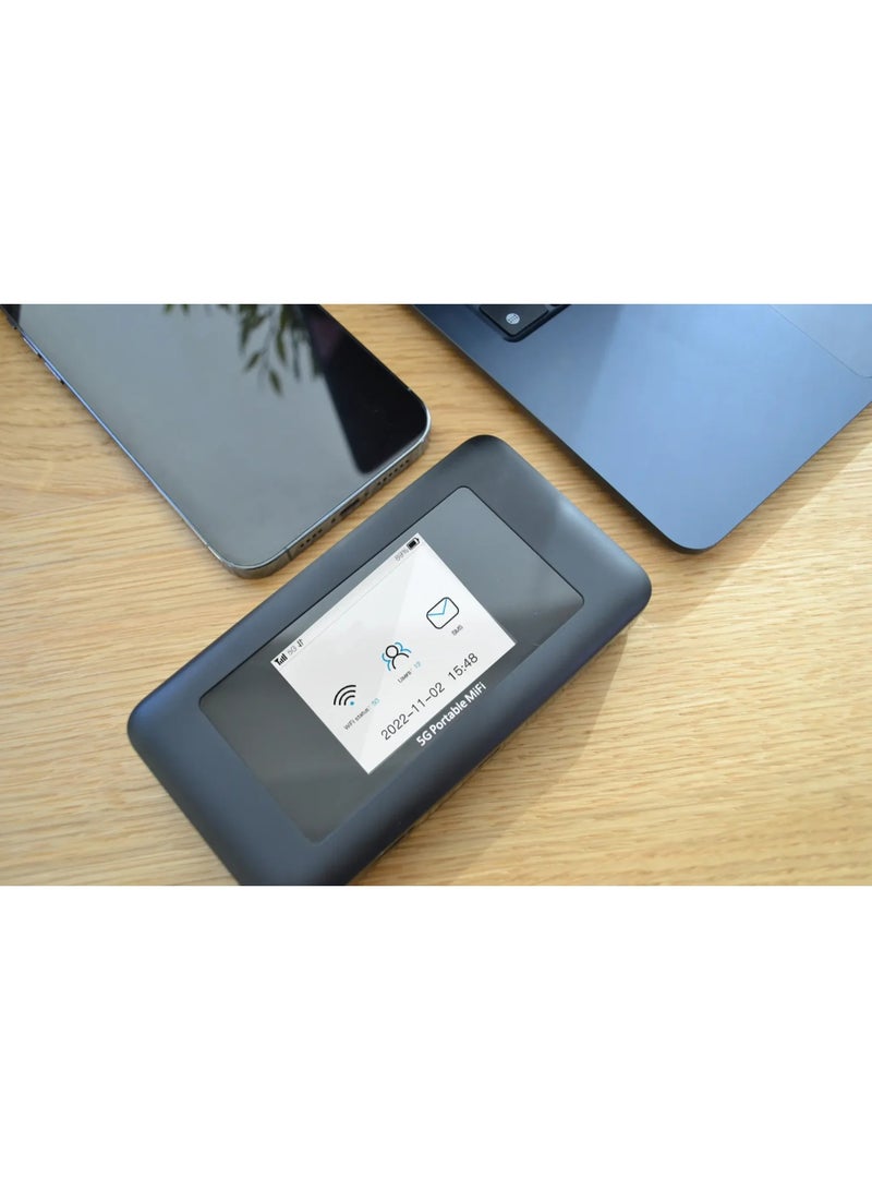 بي ان اي سيم BNE GO 5G LTE Portable WiFi Router, eSIM Compatible, 2Gbps Download Speed, 16 Device Support, 2.0" IPS Display, Global Travel, USB-C Charging. - Image 1