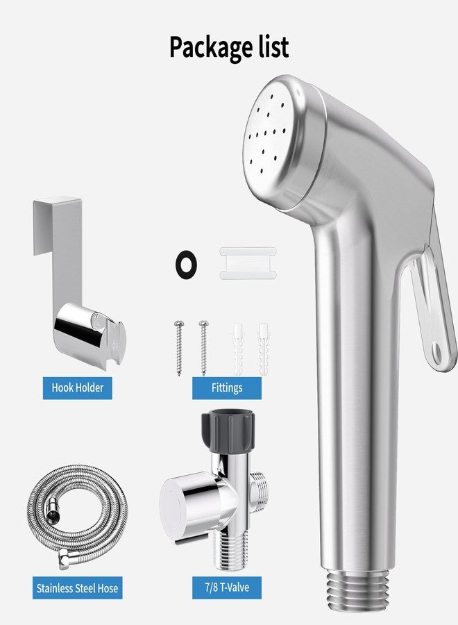 Shineforu Handheld Bidet Sprayer for Toilet-Adjustable Water Pressure with Bidet Hose, Stainless Steel Cloth Diaper Sprayer, Sprayer for Feminine Wash,Baby Wash & Muslim Shower (Brushed Nickel) - Image 2