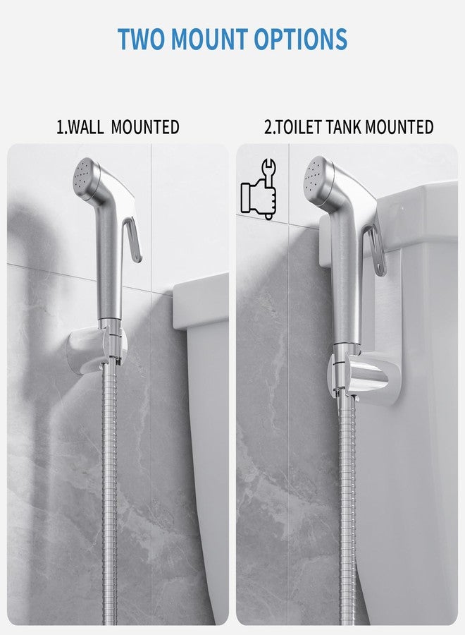Shineforu Handheld Bidet Sprayer for Toilet-Adjustable Water Pressure with Bidet Hose, Stainless Steel Cloth Diaper Sprayer, Sprayer for Feminine Wash,Baby Wash & Muslim Shower (Brushed Nickel) - Image 4