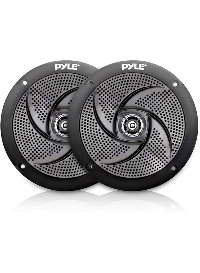 Pyle Low-Profile Waterproof Marine Speakers - 240W 6.5 Inch 2 Way 1 Pair Slim Style Waterproof And Weather Resistant Outdoor Audio Stereo Sound System, For Boat, Off-Road Vehicles - (Black) - Image 1