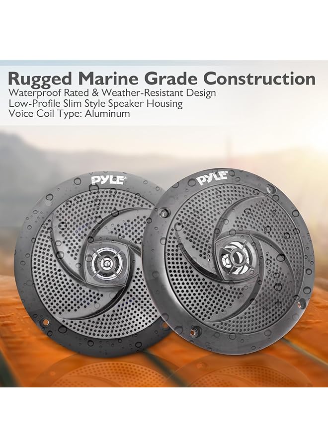 Pyle Low-Profile Waterproof Marine Speakers - 240W 6.5 Inch 2 Way 1 Pair Slim Style Waterproof And Weather Resistant Outdoor Audio Stereo Sound System, For Boat, Off-Road Vehicles - (Black) - Image 4