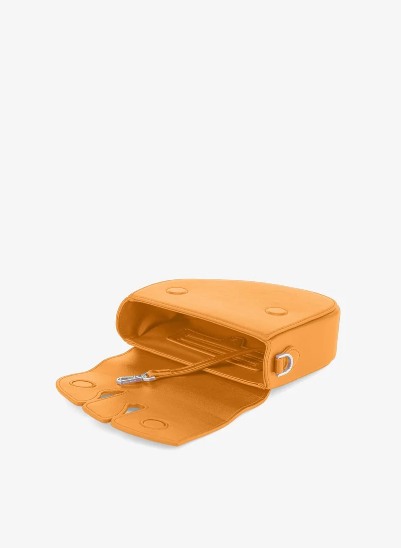 Veganologie Pebble Shoulder Sling Bag In Vegan Bamboo Leather In Mango Colour