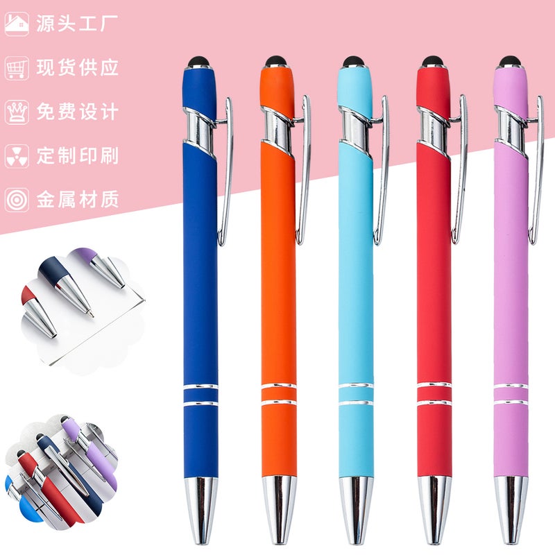 Spot Press Pen Metal Aluminum Rod Spray Glue Press Ball Pen Printable Logo Aluminum Rod Touch Screen Pen - Image 2
