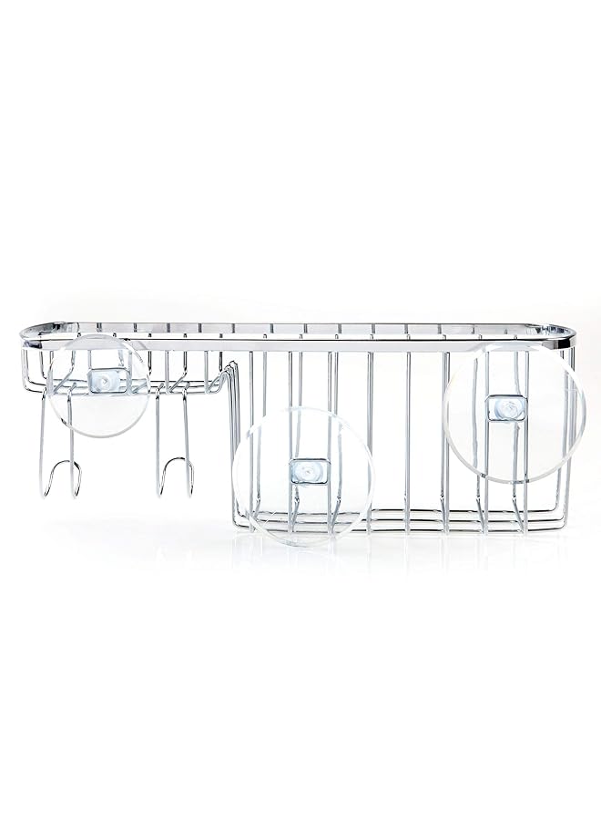 إنترديزاين سلة تنظيمية لأدوات الاستحمام والشامبو والبلسم والصابون من جيا ساكشن باللون الفضي رقم الموديل 57302Es - Image 5