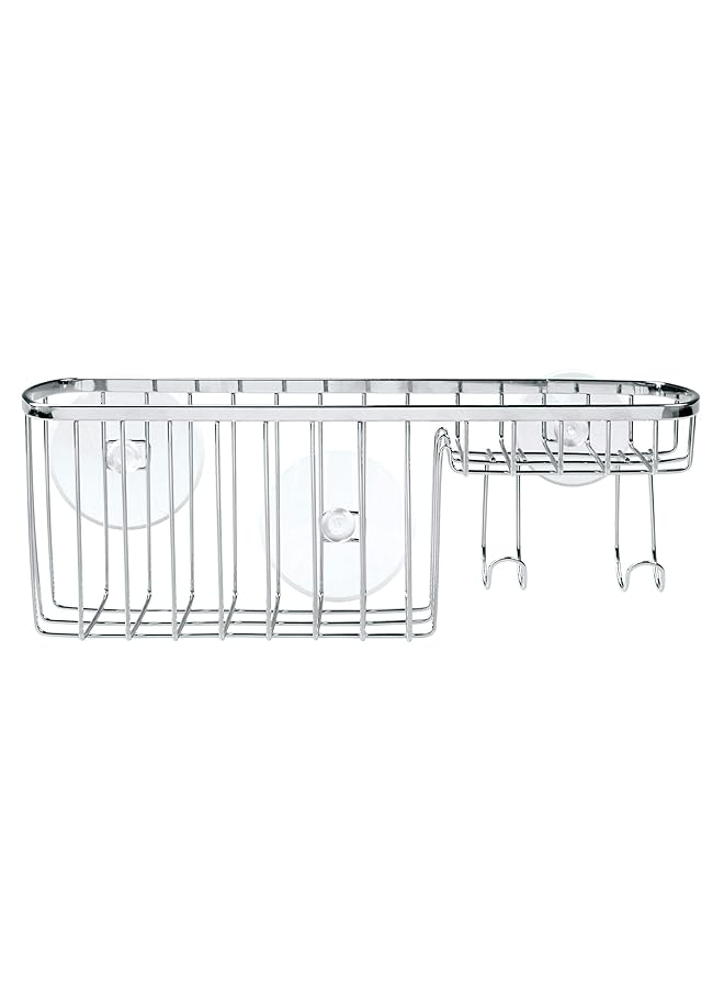 إنترديزاين سلة تنظيمية لأدوات الاستحمام والشامبو والبلسم والصابون من جيا ساكشن باللون الفضي رقم الموديل 57302Es - Image 4