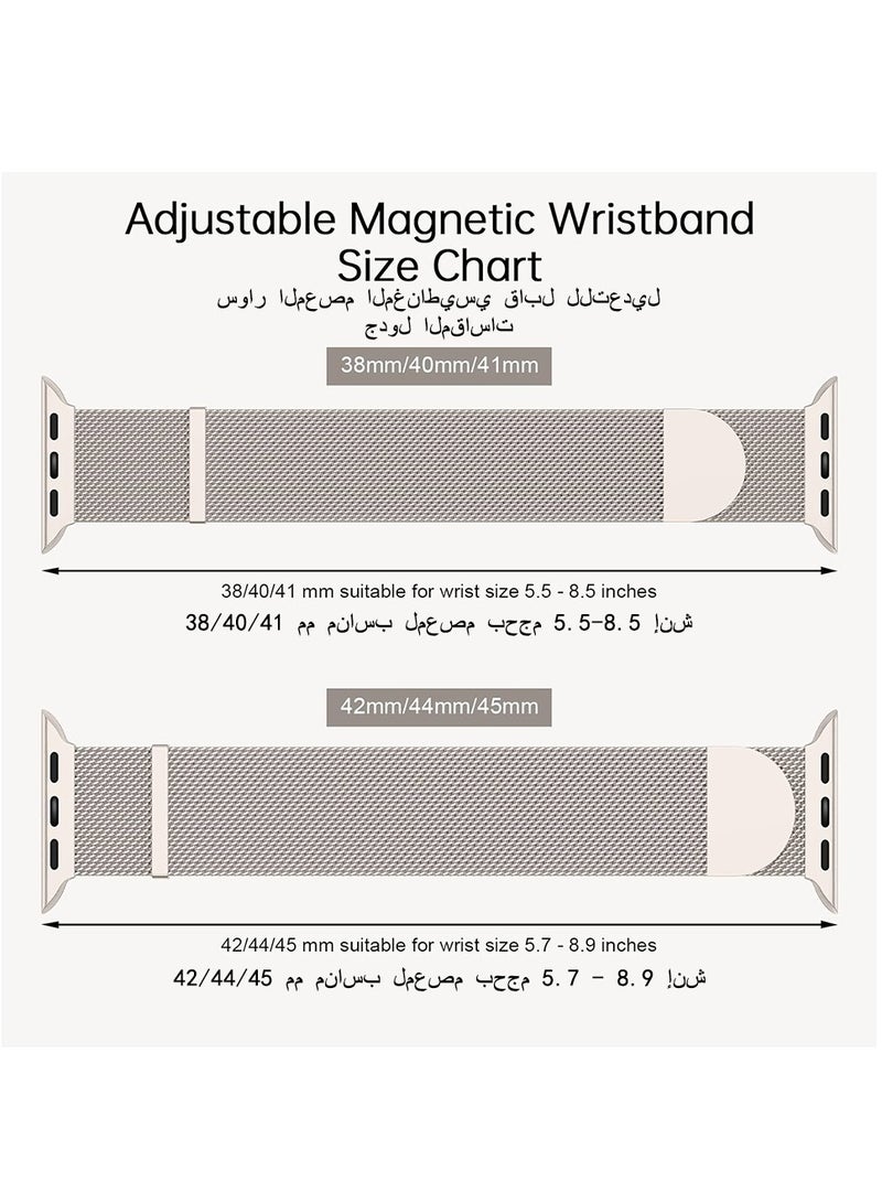 Metal Magnetic Bands Compatible with Apple Watch Band 42mm 44mm 45mm 49mm Women Men, Stainless Steel Mesh Magnetic Strap for iWatch Series Ultra/9/8/7/6/5/4/3/2/1/SE Starlight - Image 4