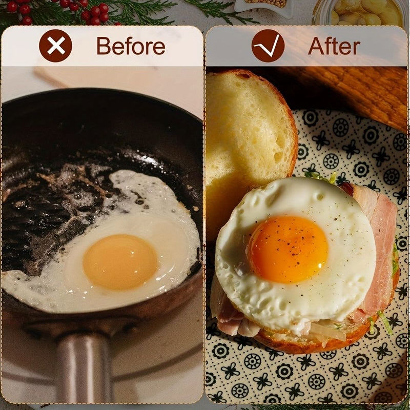 حلقة البيض غير اللاصقة من الفولاذ المقاوم للصدأ، قالب دائري بحجم 4 بوصات، أداة الإفطار - Image 5