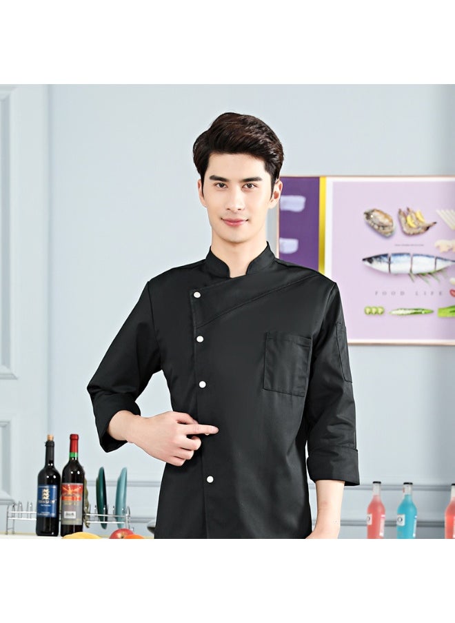 NIBEMINENT High-End Hotel Chef Overalls Autumn and Winter Restaurant Baking Chef Thickened Work Wear Men's  Anti-Static Kitchen  - Image 1