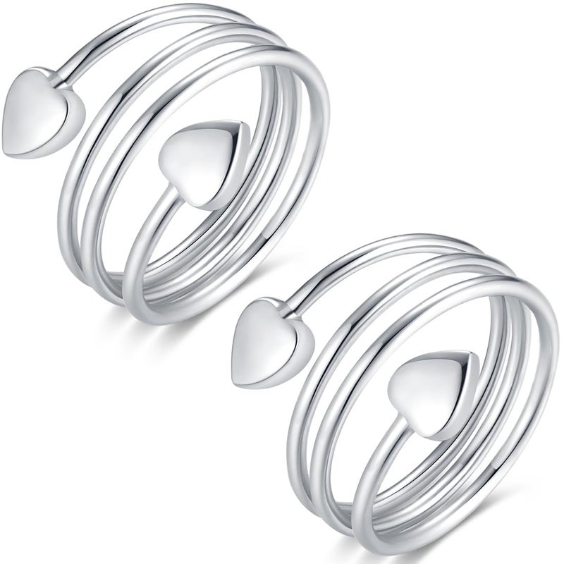Vicmag Copper Magnetic Ring for Women Ring Ladies Fingers Thumb 999 Solid Pure Copper Gift 2PCS Adjustable Silver Heart