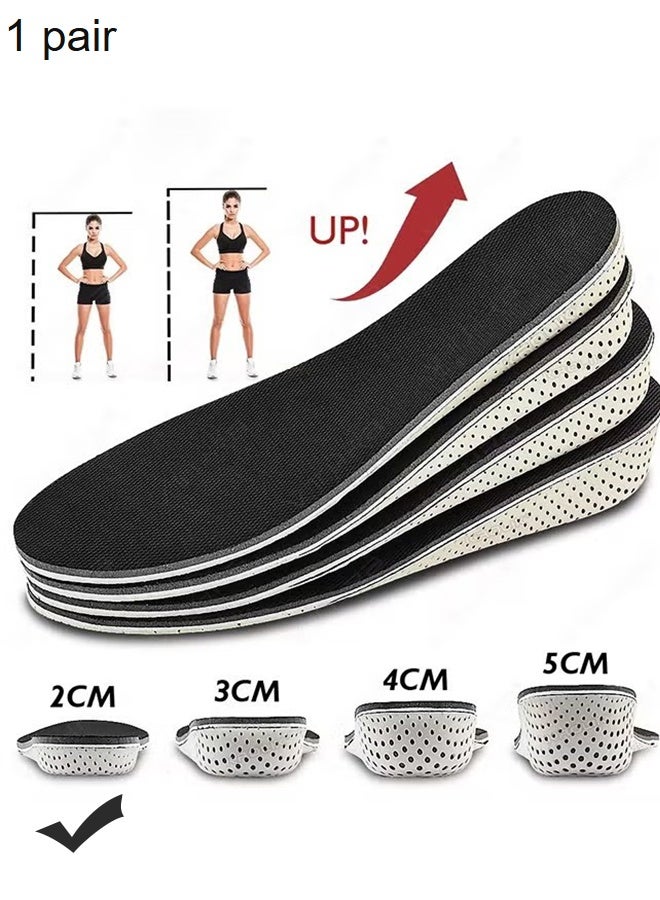 Happy D 1 Pair Height Increase Insoles, Memory Foam Unisex Full-Length Invisible Heel Lift Inserts (2cm) - Image 1