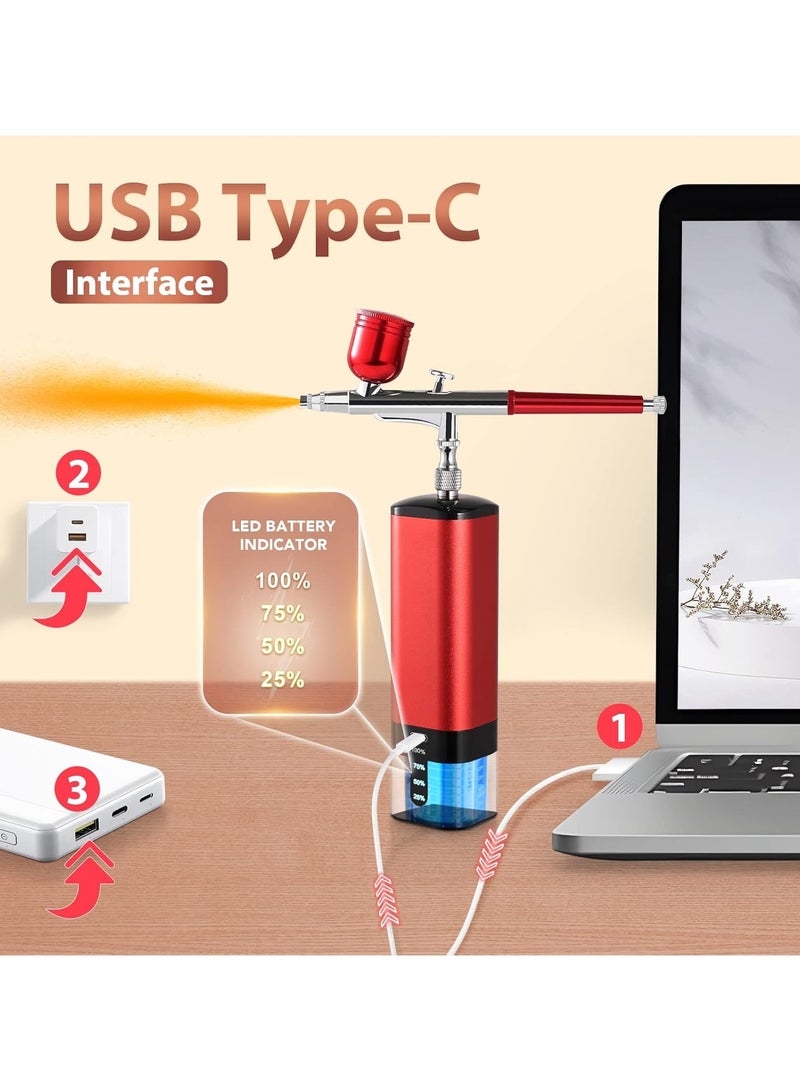 Airbrush Kit with Compressor 32PSI Handheld Mini Air Brush Gun Set, Portable High Pressure Air Brushes for Painting, Nail Art, Mode, Makeup, Cake, Barber - Image 3