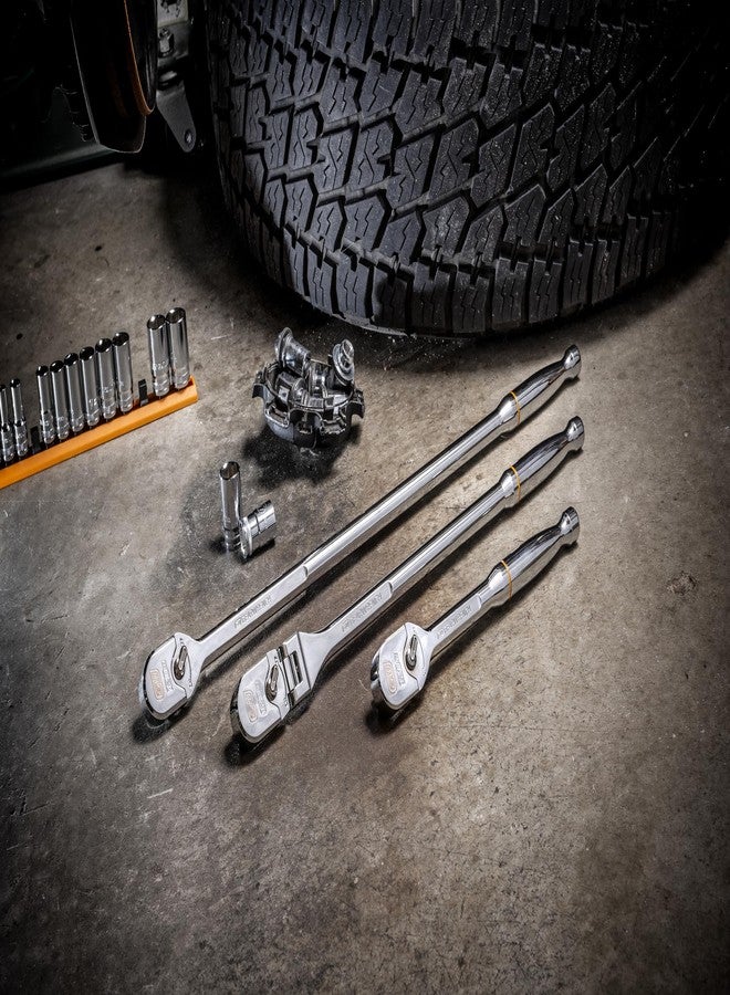 GEARWRENCH 1/2" Drive 120XP Full Polish Chrome Extra Long Handle Teardrop Ratchet | 81364XP - Image 3