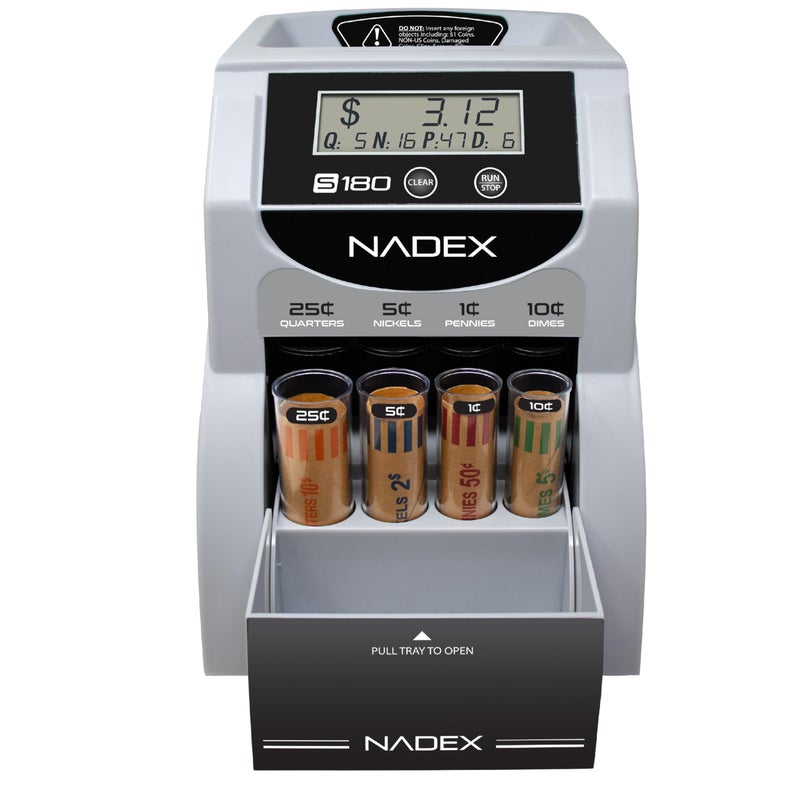 Nadex S180 Digital Coin Sorter and Counter â€“ Displays Total and Denomination Values, Black - Image 1