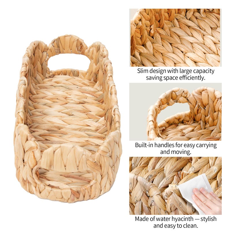 Coeusy 2 SAME SIZE Toilet Paper Storage Basket,Back of Toilet Storage,Boho Decor Small Scalloped Baskets for Bathroom Toilet Tank,Natural Water Hyacinth - Image 5