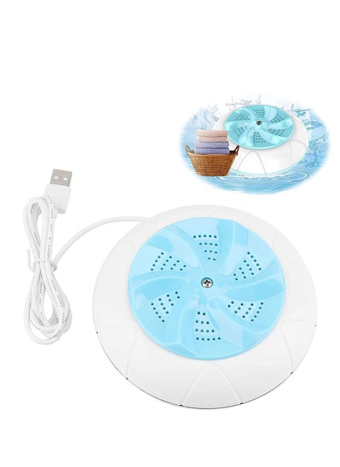 Portable Washing Machine, Ultrasonic Turbine Machine 1 kg Laundry Quantity Mini Rotating Washer with USB Cable for Home, Travel, Business Trip, Apartment, Dorm, Blue