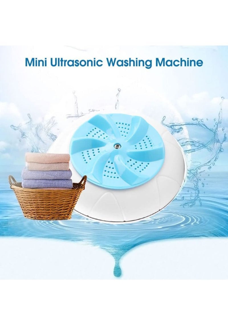 Excefore - Portable Washing Machine, Ultrasonic Turbine Machine 1 kg Laundry Quantity Mini Rotating Washer with USB Cable for Home, Travel, Business Trip, Apartment, Dorm, Blue - Image 1