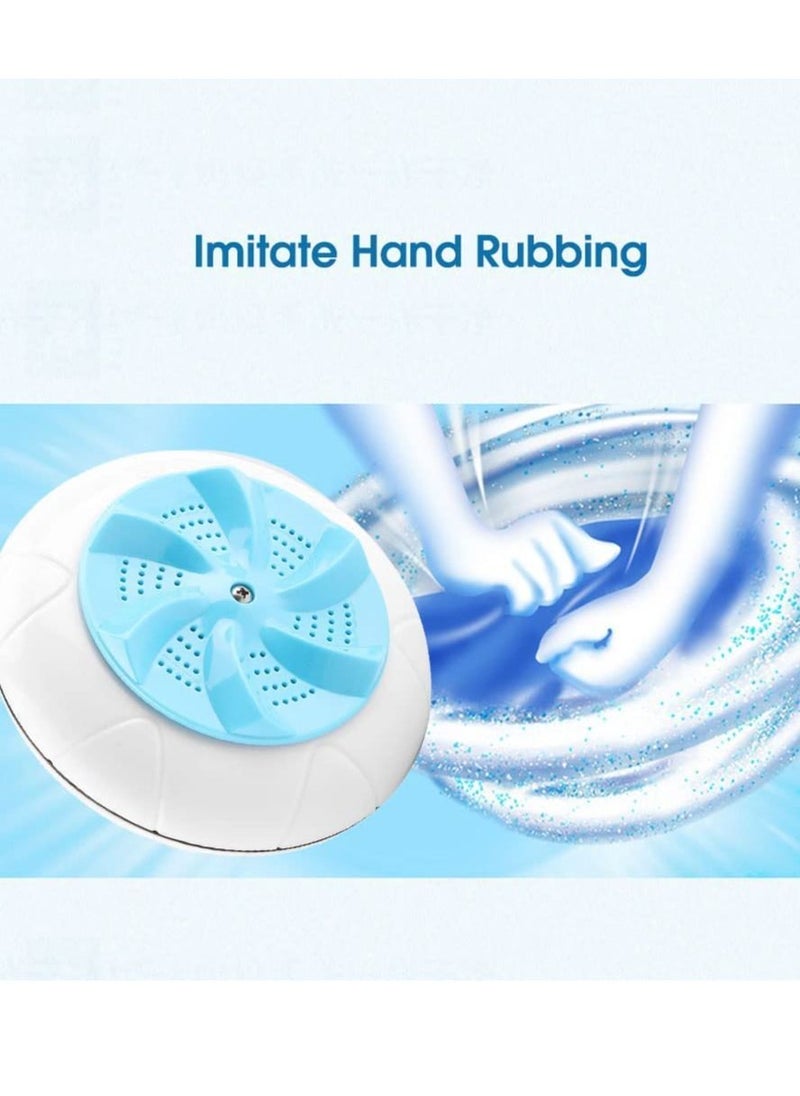 Excefore - Portable Washing Machine, Ultrasonic Turbine Machine 1 kg Laundry Quantity Mini Rotating Washer with USB Cable for Home, Travel, Business Trip, Apartment, Dorm, Blue - Image 1