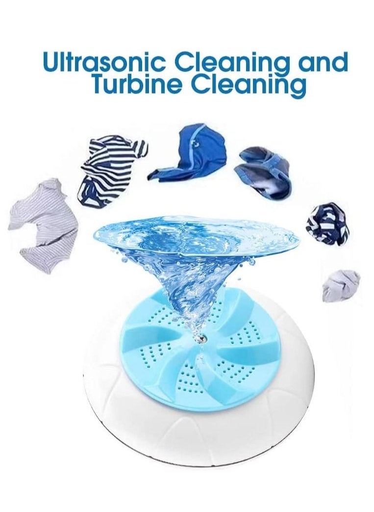 Excefore - Portable Washing Machine, Ultrasonic Turbine Machine 1 kg Laundry Quantity Mini Rotating Washer with USB Cable for Home, Travel, Business Trip, Apartment, Dorm, Blue - Image 1