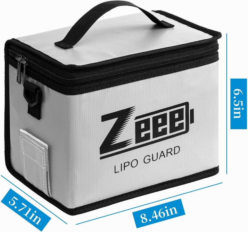 Zeee Lipo Safe Bag Fireproof Explosionproof Bag Large Capacity Lipo Battery Storage Guard Safe Pouch for Charge & Storage(8.46 x 6.5 x 5.71 in) - Image 2