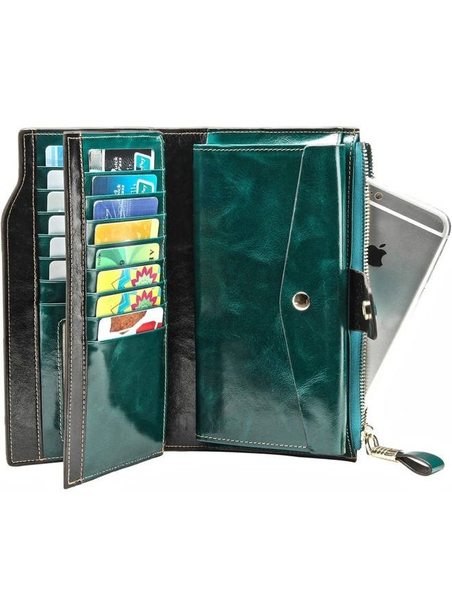 ITSLIFE Women's RFID Blocking Large Capacity Luxury Wax Genuine Leather Clutch Wallet Card Holder Organizer Ladies Purse - Image 3