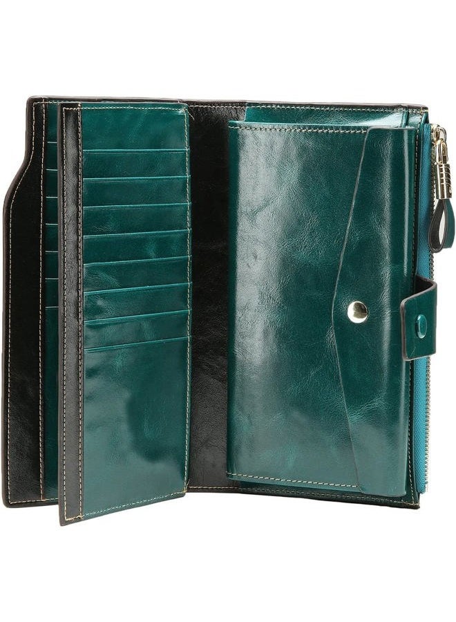 ITSLIFE Women's RFID Blocking Large Capacity Luxury Wax Genuine Leather Clutch Wallet Card Holder Organizer Ladies Purse - Image 5