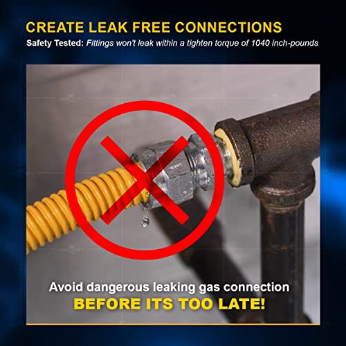 HIGHCRAFT Flextron FTGC-YC34-36P 36" Flexible Yellow Epoxy Coated Stainless Steel Gas Line Connector With 1" Outer Diameter And 3/4" FIP X 3/4" Mip Fittings - Image 5