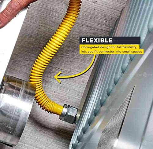 HIGHCRAFT Flextron FTGC-YC34-36P 36" Flexible Yellow Epoxy Coated Stainless Steel Gas Line Connector With 1" Outer Diameter And 3/4" FIP X 3/4" Mip Fittings - Image 4