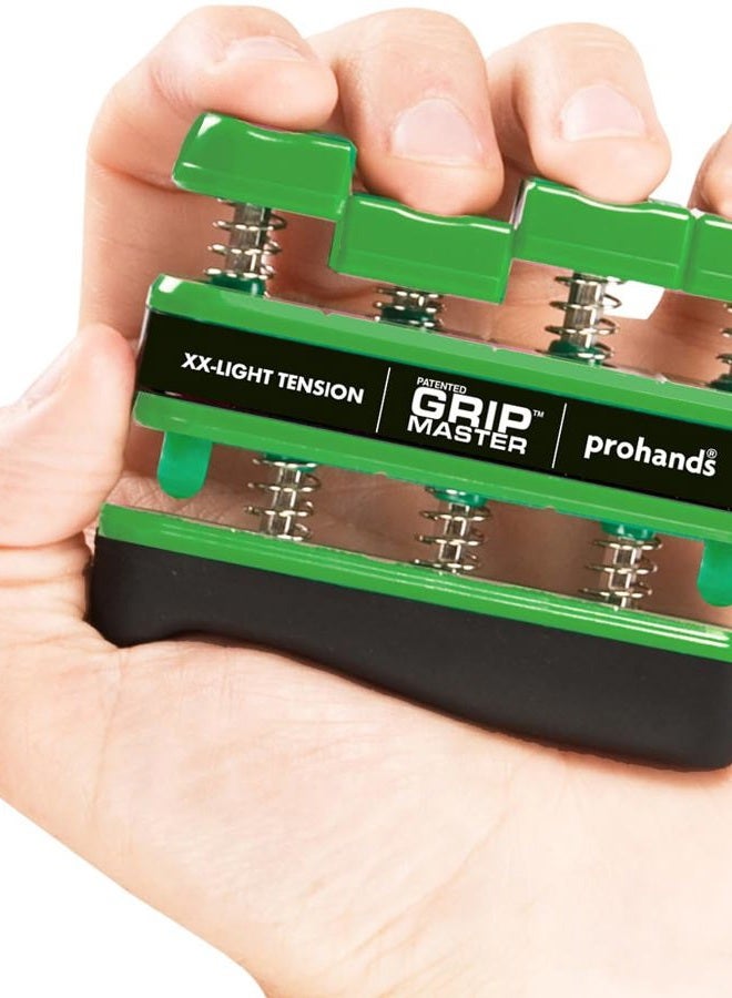PROHANDS Gripmaster Hand Exerciser, Finger Exerciser (Hand Grip Strengthener), Spring-Loaded, Finger-Piston System, Isolate and Exercise Each Finger, (1.5 lb XX-Light Tension, Green-Gripmaster) - Image 1