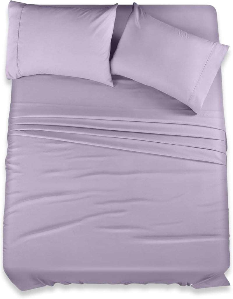 FOAM CRAFT Hotel Quality 4 Piece Bed Sheet Set - Twin Size, 100% Cotton, Lavender - Image 1