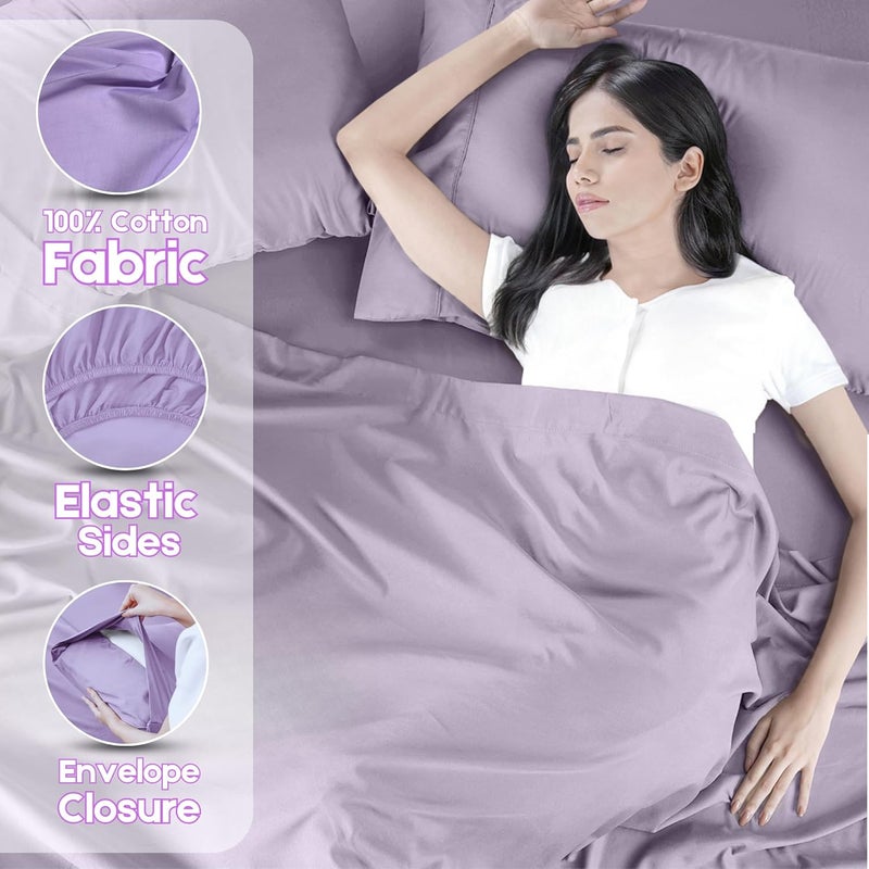 FOAM CRAFT Hotel Quality 4 Piece Bed Sheet Set - Twin Size, 100% Cotton, Lavender - Image 3
