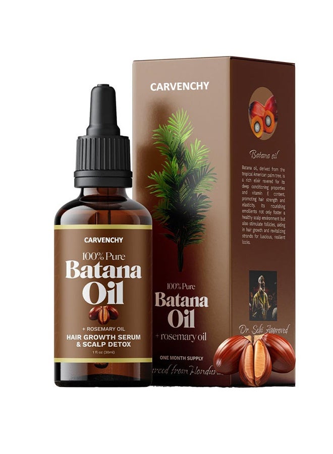 CARVENCHY Batana Oil+Rosemary Oil Hair Growth Serum - Nourish Scalp & Detox for Strong & Healthy Hair 100% Organic Batana Oil from Honduras with Rosemary - Reduce Hair Loss & Detox Your Scalp 30ml - Image 1