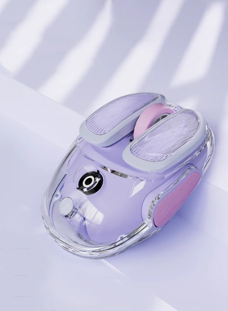 Wireless Bluetooth Mouse Silent Office Laptop Rechargeable Cold Crispy Purple [2.4G Wireless+Bluetooth 5.0] Transparent Design - Image 1
