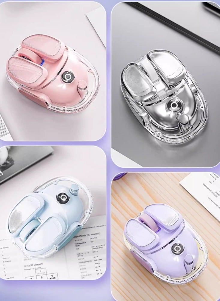 Wireless Bluetooth Mouse Silent Office Laptop Rechargeable Cold Crispy Purple [2.4G Wireless+Bluetooth 5.0] Transparent Design - Image 4