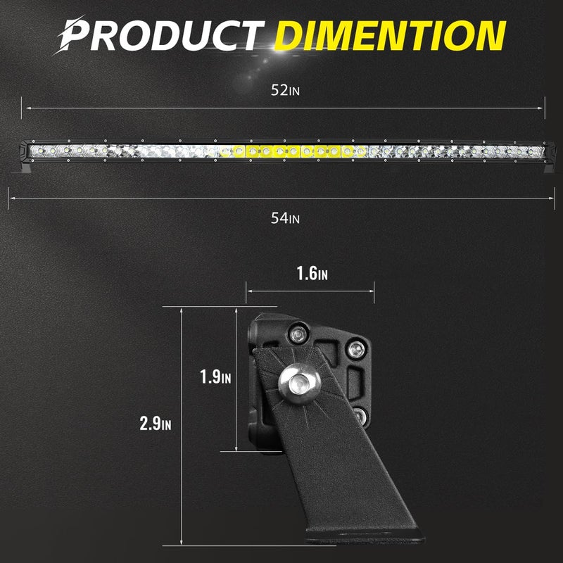 Rigidhorse 52 Inch Curved LED Light Bar, 400W Super Bright Flood & SpotBeam Combo - 60000LM Off Road Driving Single Row Light Bars for Trucks for Jeep Trucks Boats ATV UTV Cars - Image 2