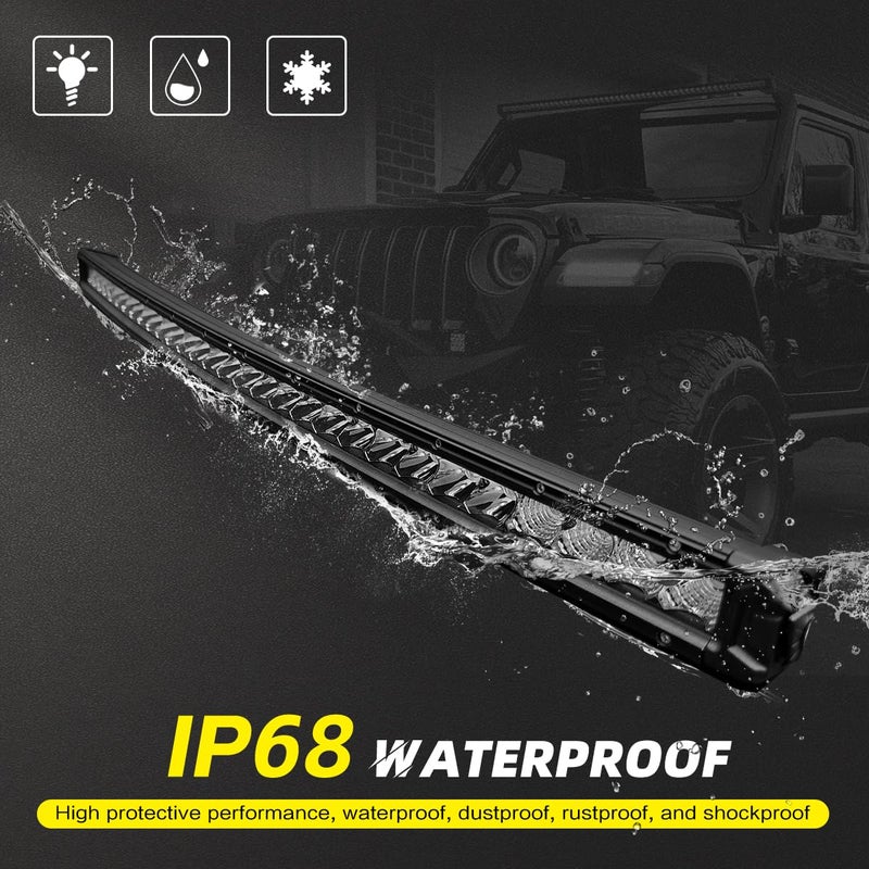 Rigidhorse 52 Inch Curved LED Light Bar, 400W Super Bright Flood & SpotBeam Combo - 60000LM Off Road Driving Single Row Light Bars for Trucks for Jeep Trucks Boats ATV UTV Cars - Image 4