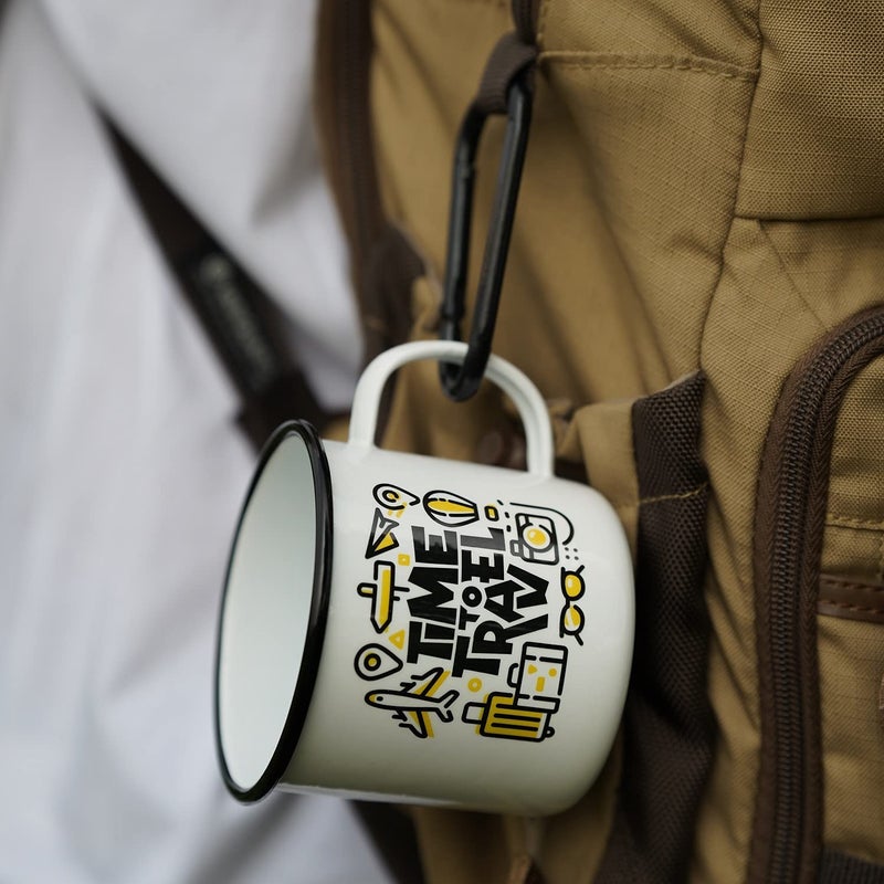 WANDERLOOMS Printed Coffee Mug Food Grade Steel with Enamel Coating 400 ml Thrifty Traveler - Image 3