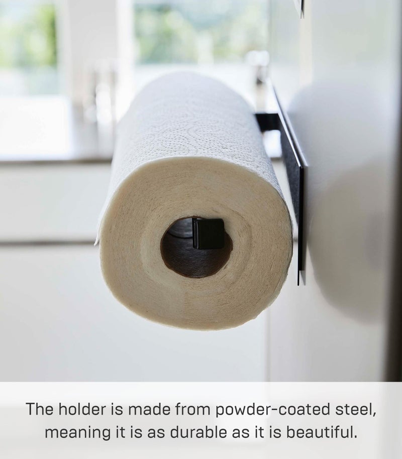 YAMAZAKI Home Magnetic Paper Holder Metal Roll Dispenser, Vertical Or Horizontal Mounted Kitchen Towel Rack | Steel, One Size, Black - Image 5